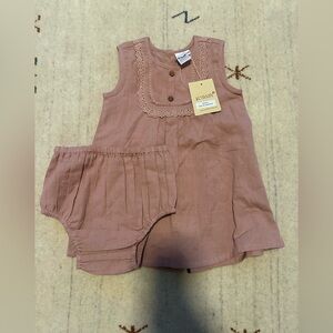 NWT Yo Baby Sleeveless Baby Dress with Bloomers, size 18-24 months in mauve